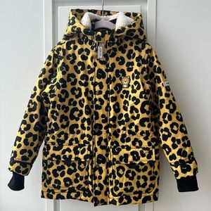 Roarsome Kids' Dash Leopard Waterproof Winter Coat, Yellow. Size 5-7